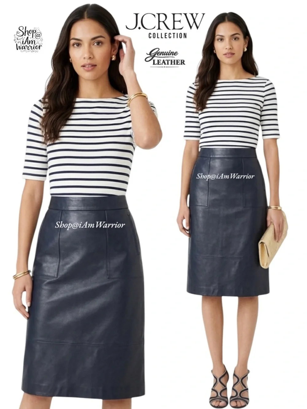 J.Crew Collection NWT genuine leather a-line midi-skirt *shop@iamwarrior